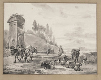 U 014
          <br/>
          Italiaans landschap drinkplaats
          <br/>
          <em>Schouman, Aert (1710-1792)</em>